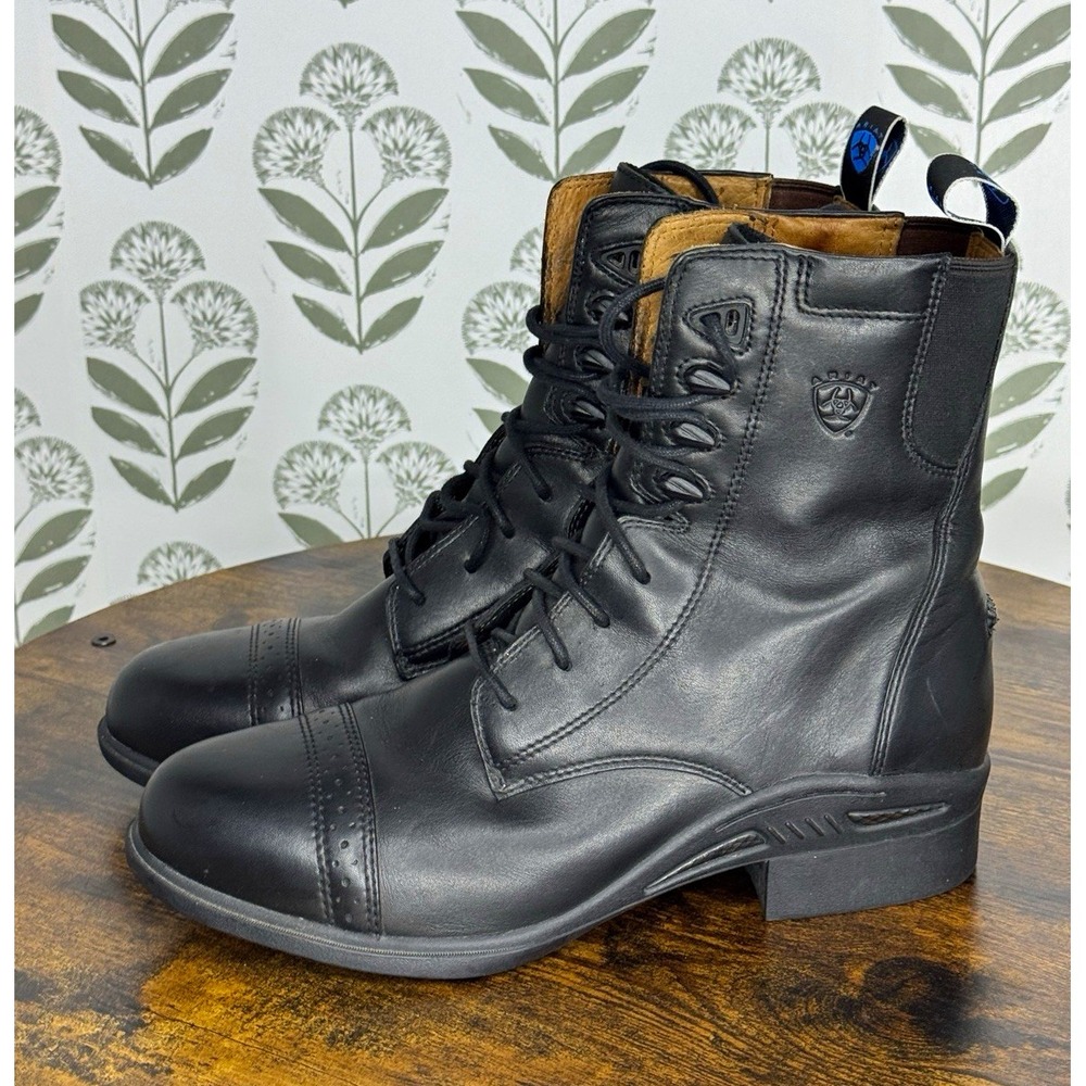 Ariat Men Cobalt XR Black Leather Combat Ankle Boots Lace Up ST 10 D Biker Moto